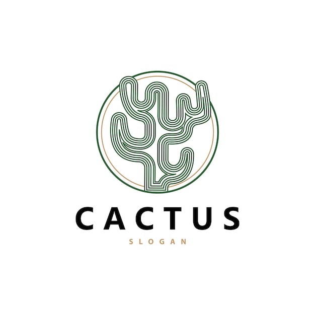 Logo Cactus Planta Verde Desierto Diseño Vectorial Ilustración Vectorial