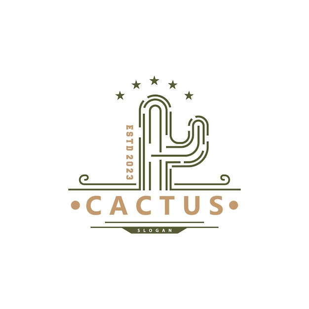 Logo Cactus Planta Verde Desierto Diseño Vectorial Ilustración Vectorial