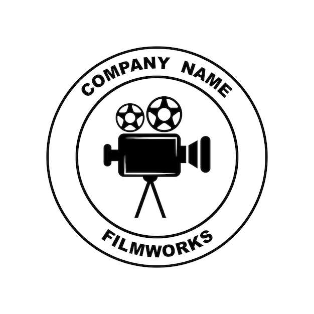 Logo de cámara de video vintage para producción de cine y cine.