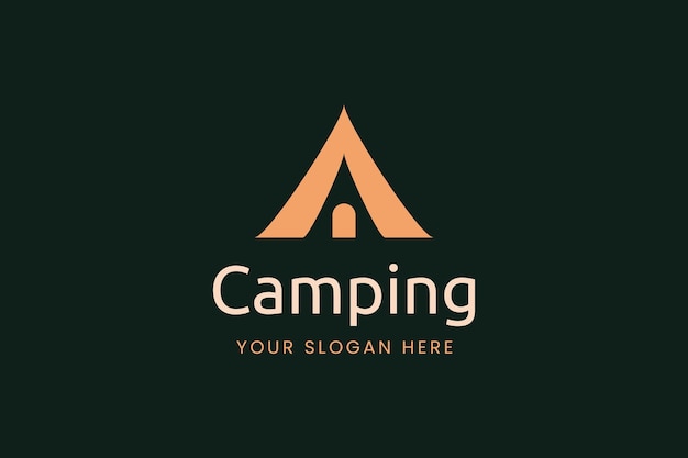 Vector logo de camping simple con forma de carpa