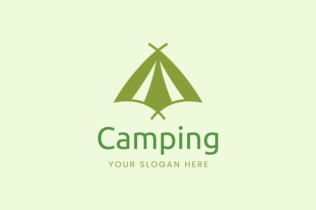 Logo de camping simple con forma de carpa