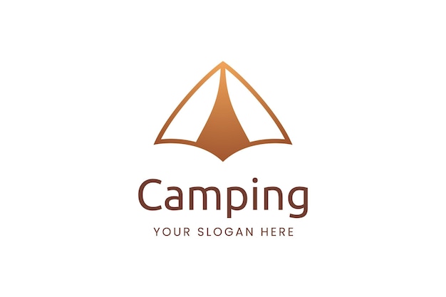 Logo de camping simple con forma de carpa