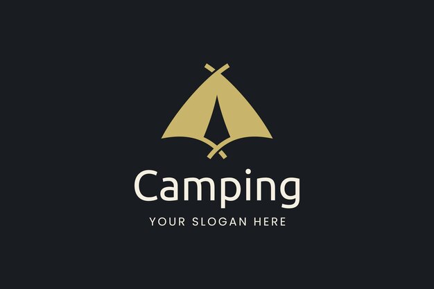 Logo de camping simple con forma de carpa