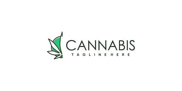 Logo de cannabis con concepto creativo Vector Premium