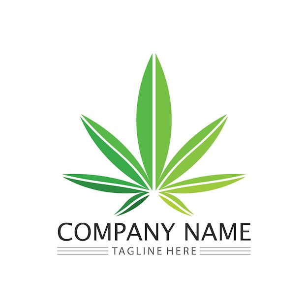 Logo de cannabis y vector de icono de hoja de marihuana