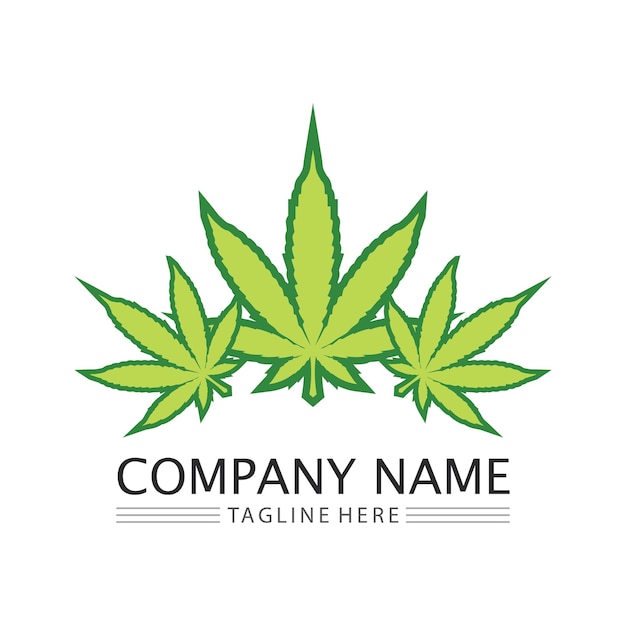 Logo de cannabis y vector de icono de hoja de marihuana