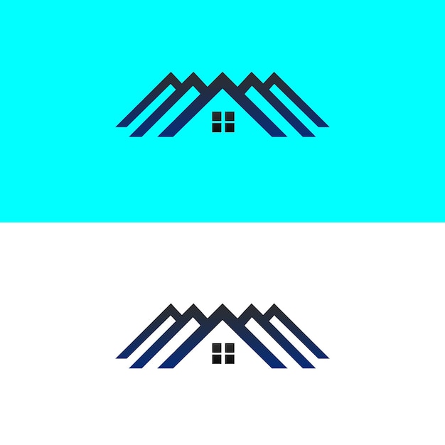 Un logo para una casa con una montaña y la palabra montañas en azul.