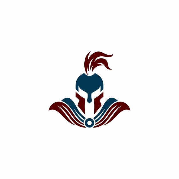 Un logo de casco espartano con una pluma en él
