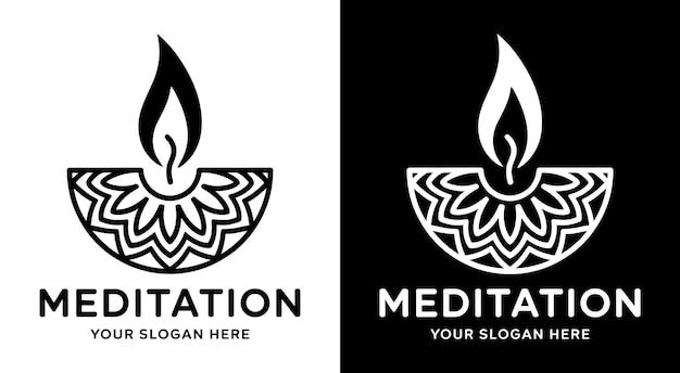 Logo del Centro de Meditación Mandala Negra en negrita y diseño de llama para prácticas de atención plena