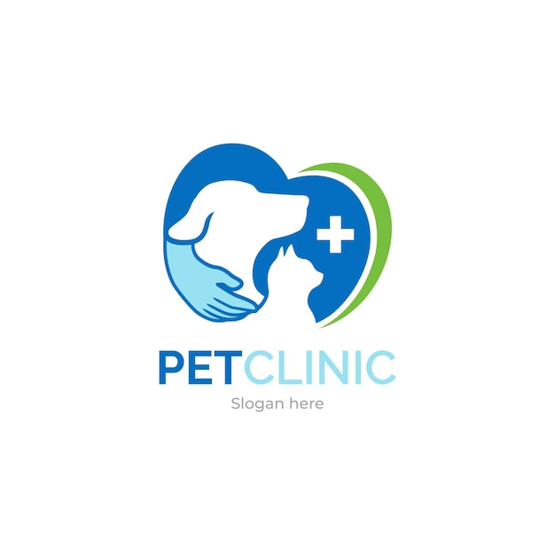 Logo de la clínica de mascotas, logo de gatos y perros