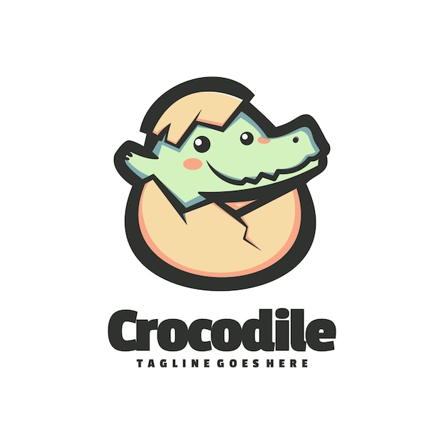Un logo para un cocodrilo con cara y un pequeño cocodrilo en él.