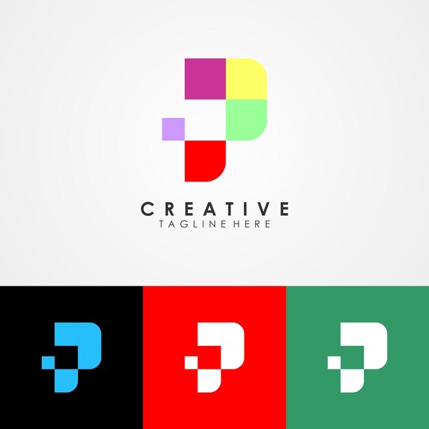 Logo colorido abstracto hecho con la letra p