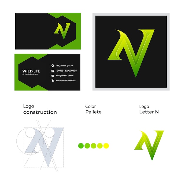 Vector logo colorido letra n