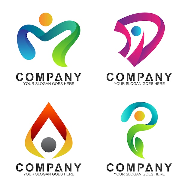 logo conjunto de personas combinación con forma de letra