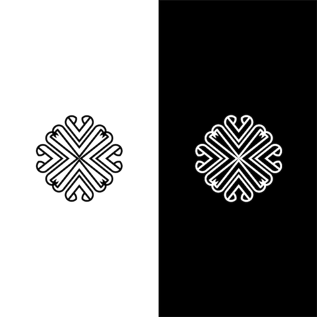 Un logo de copo de nieve blanco con un fondo negro