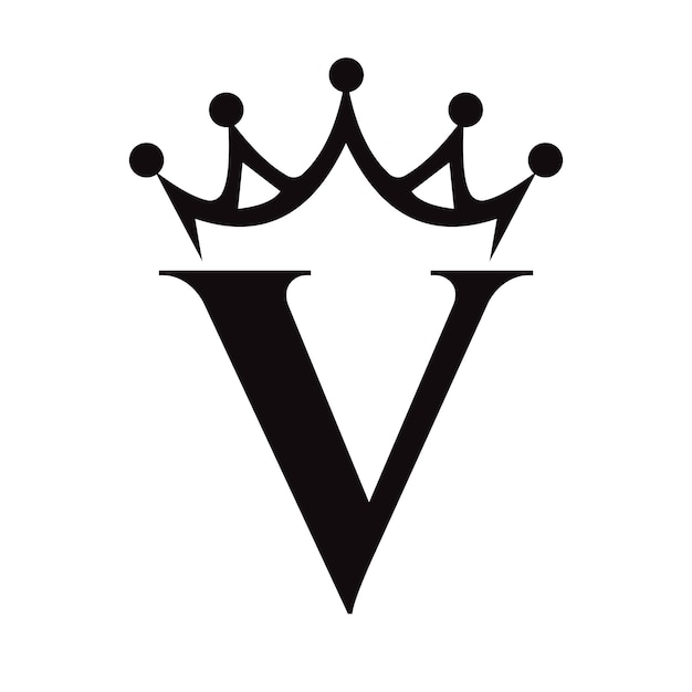 Logo de la corona de la letra V para la reina Signo belleza estrella de la moda elegante símbolo de lujo