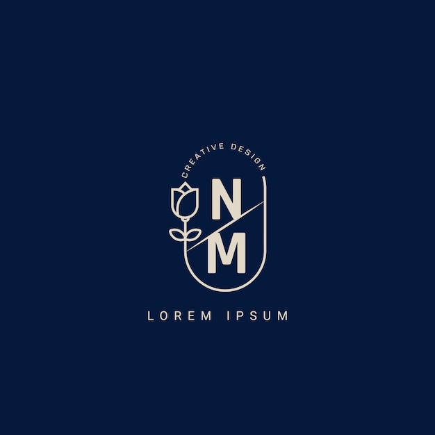 Logo creativo de la letra NM o MN con concepto floral de belleza en el vector premium