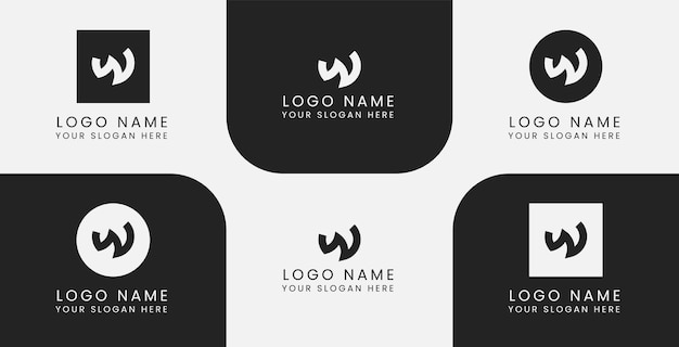 Logo creativo de la letra w en 3 apariencias diferentes