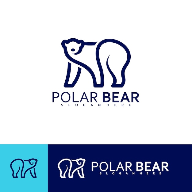 Logo creativo del oso polar plantilla de diseño de línea de ilustración vectorial del logotipo