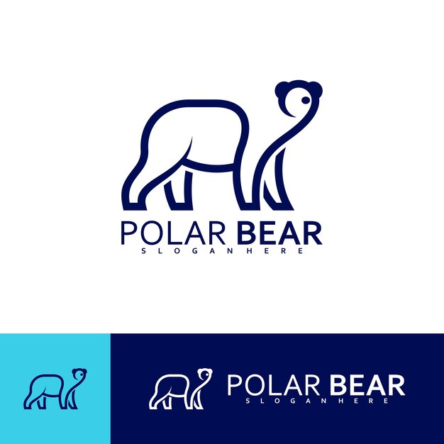 Logo creativo del oso polar plantilla de diseño de línea de ilustración vectorial del logotipo