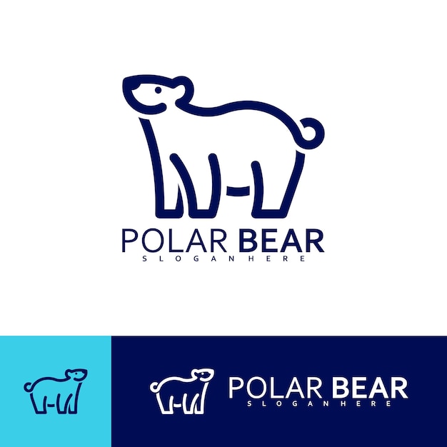Logo creativo del oso polar plantilla de diseño de línea de ilustración vectorial del logotipo