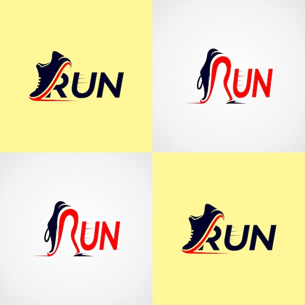 Logo creativo R para el vector de logotipo en ejecución