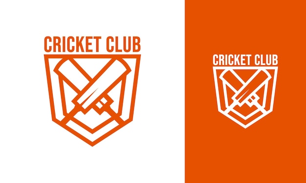 Logo de cricket simple con escudo y bate