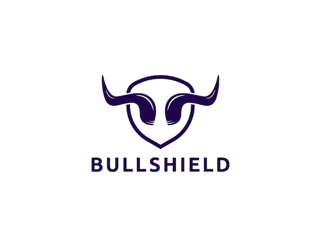 Logo de cuerno de toro con diseño de escudo
