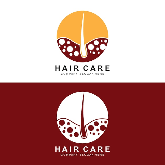 Logo Cuidado Cabello Diseño Capa Cuero Cabelludo Ilustración Marca Salón Salud