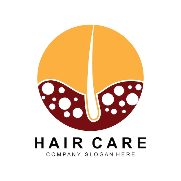 Logo Cuidado Cabello Diseño Capa Cuero Cabelludo Ilustración Marca Salón Salud