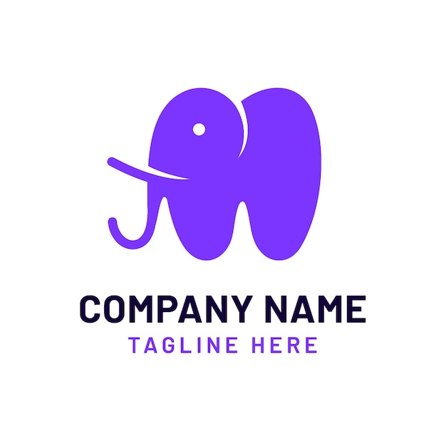Logo dental de dientes de elefante plantilla de diseño de logotipo creativa y minimalista para clínica dental infantil