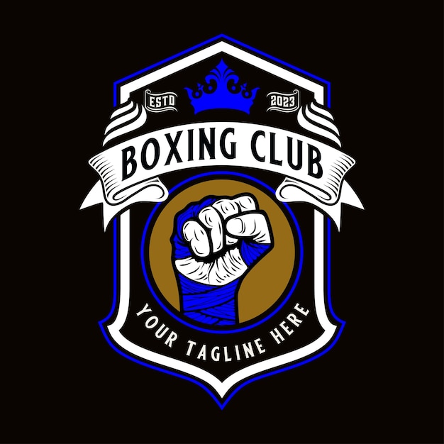 logo deportivo de boxeo con adornos de estilo vintage perfectos para el deporte de boxeo