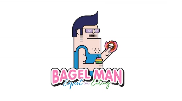 Logo de dibujos animados hombre bagel