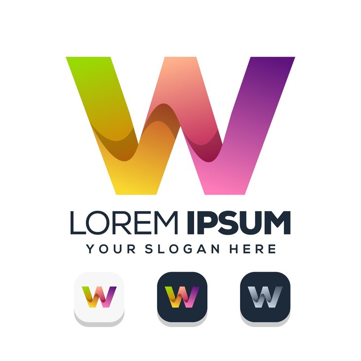Vector logo con diseño de la letra w