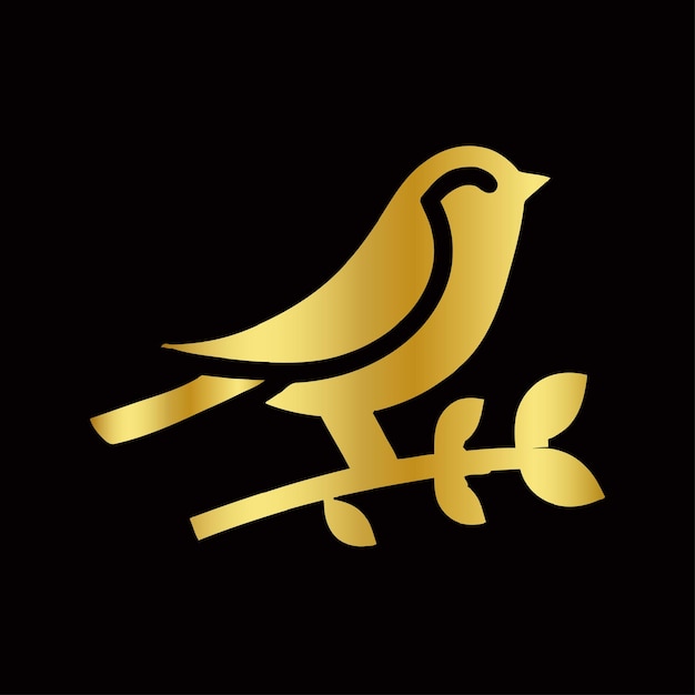 Logo con diseño de pájaro dorado