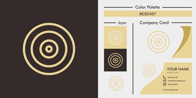 Un logo con un diseño que muestra una carta de iconos y una paleta de colores muy atractiva
