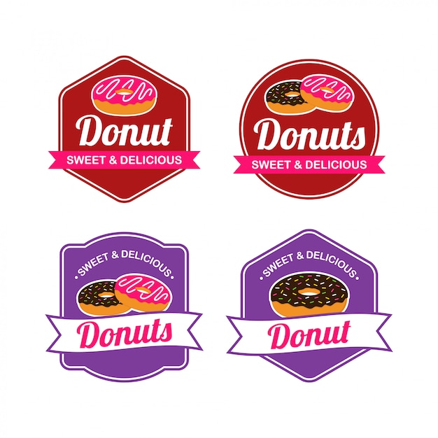 Logo Donut Vector con diseño de placa