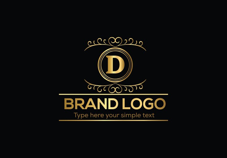 Vector un logo dorado con la letra d sobre un fondo negro