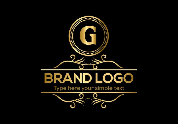 Un logo dorado con la letra g