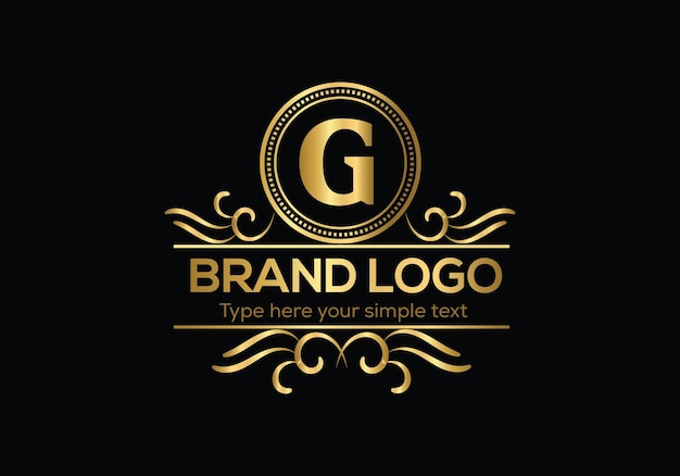 Un logo dorado con la letra g