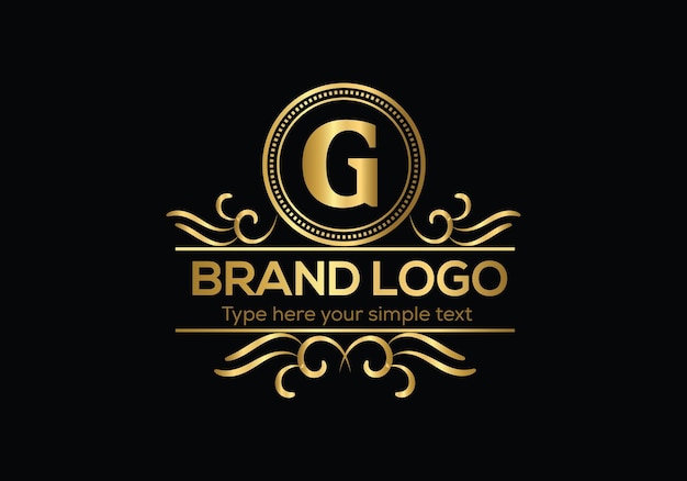 Un logo dorado con la letra g