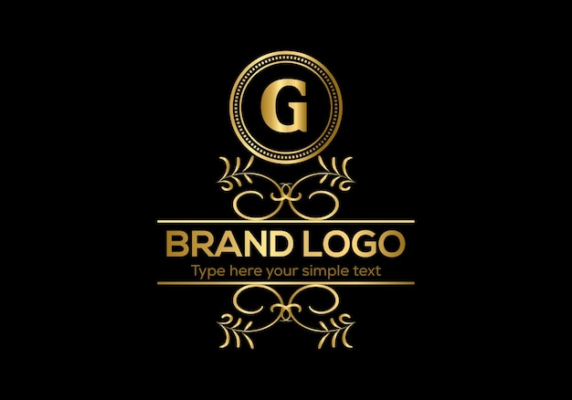 Un logo dorado con la letra g