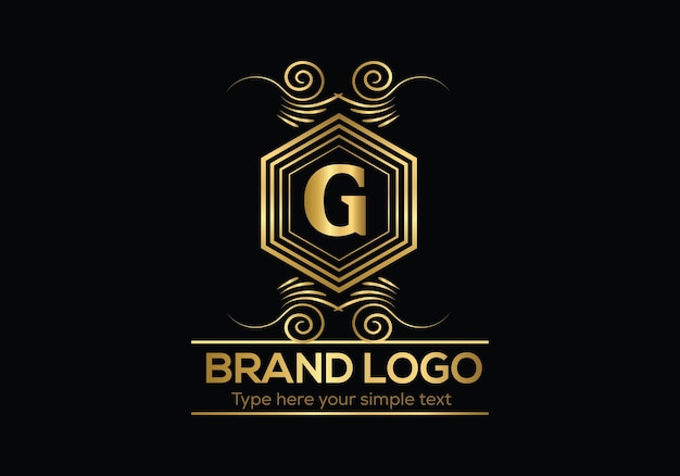 Un logo dorado y negro con la letra g en él