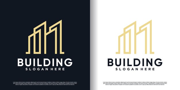 Logo de edificio con concepto moderno premium vector