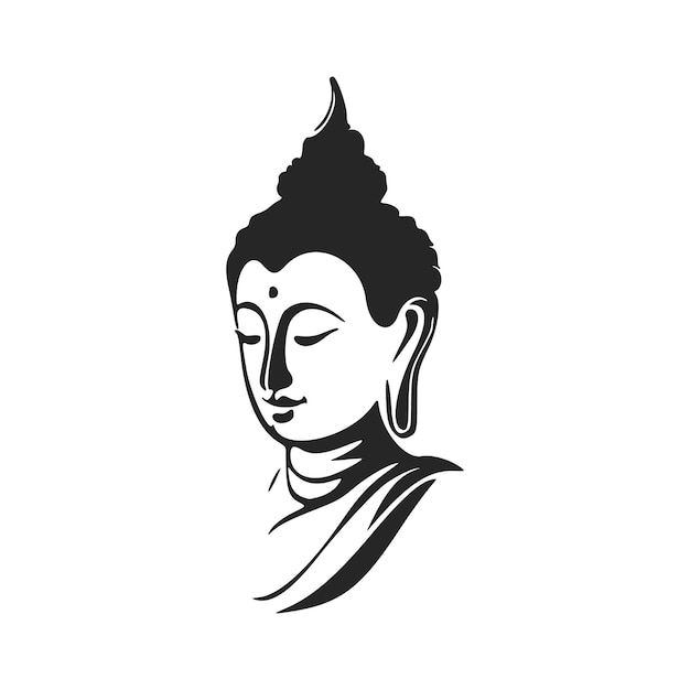 Logo elegante en blanco y negro con la imagen de Buda