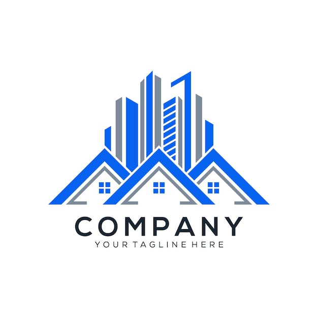 Un logo para una empresa que es azul y blanco.