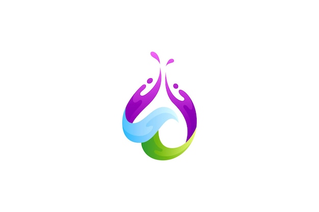 Logo de estilo 3D colorido de gota de agua