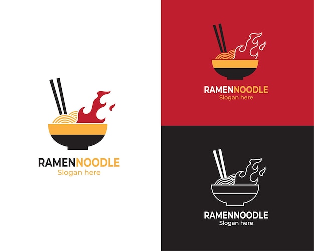 Logo de fideos ramen japoneses calientes