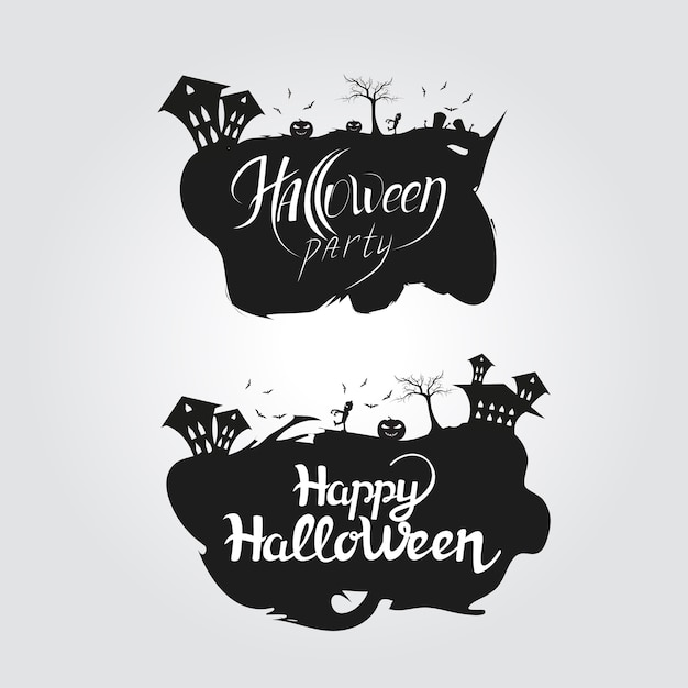 Logo fiesta de halloween y feliz halloween