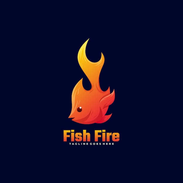 Logo fish fire gradient style.